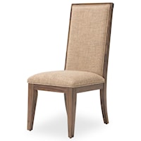 Rustic Upholstered Side Chair with Detailed Back