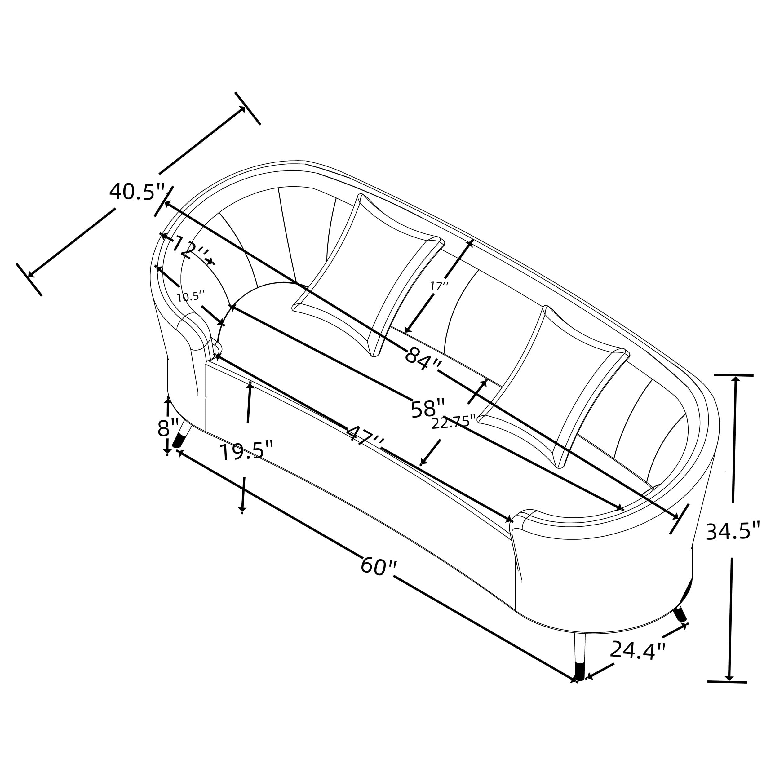 Coaster Ellorie Channel Back Curved Loveseat