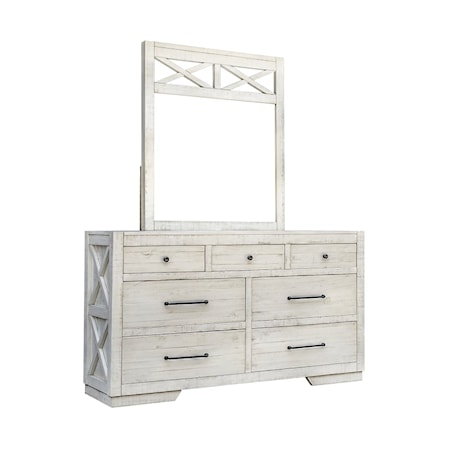 7-Drawer Bedroom Dresser and Mirror