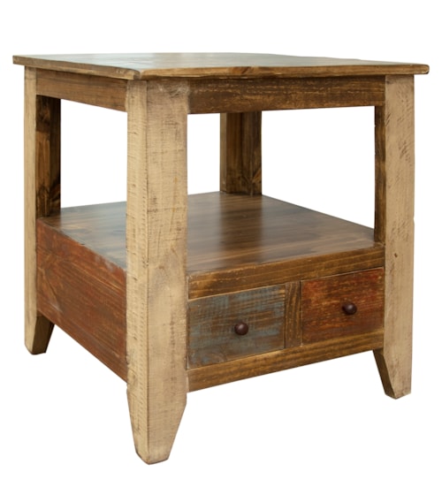 Rustic End Table with Storage