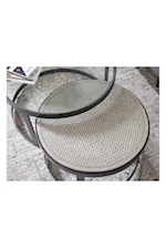 Hammary Hidden Treasures Woven Linen Round Coffee Table with Quartz Top and Casters