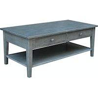 Spencer Farmhouse 2-Drawer Storage Coffee Table - Heather Gray