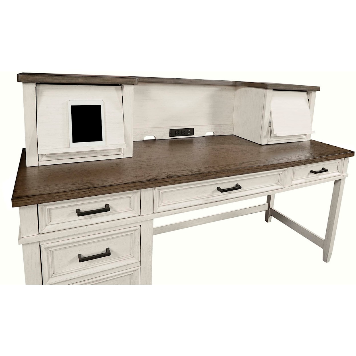 Aspenhome Eileen Single Pedestal Desk+Hutch+Return