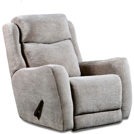 Transitional Rocker Recliner with Pad-Over-Chaise Seating