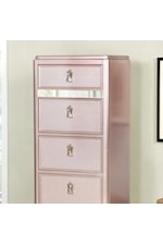 Furniture of America Ariston Transitional 5 Drawer Swivel Chest with Felt-Lined Top Drawers and Mirror Back