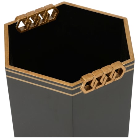 Oliver Wastebasket - Black/Gold