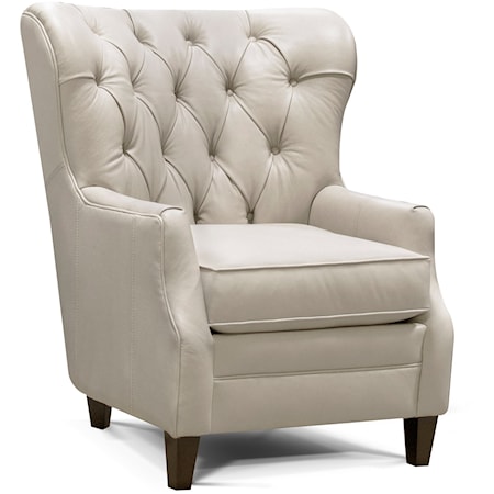 Transitional Wing Back Chair with Button Tufting