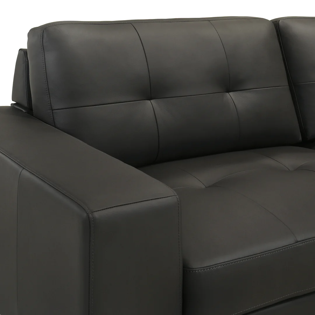 Armen Living Faelin Leather Robust Track-Arm Sofa