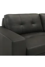 Armen Living Faelin Contemporary Leather Robust Track-Arm Sofa with Tufted Back Cushions