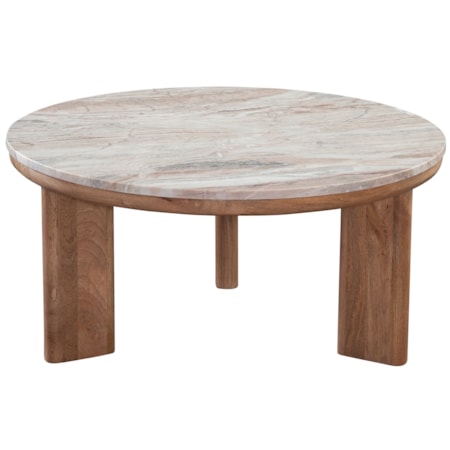 36" Round Marble-Top Coffee Table