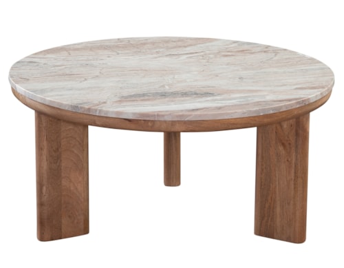 Contemporary 36" Round Marble-Top Coffee Table
