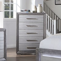 Transitional Gray 5-Drawer Bedroom Chest