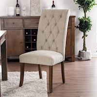 Set of 2 Rustic Dining Side Chairs with Tufting