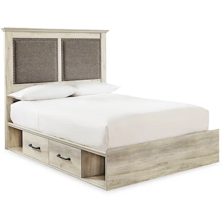 Queen Upholstered Bed w/ 2 Side Drawers