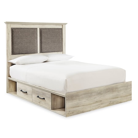 Queen Upholstered Bed w/ 2 Side Drawers