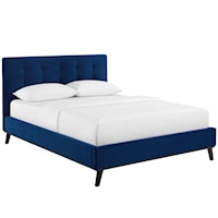 Queen Biscuit Tufted Performance Velvet Platform Bed