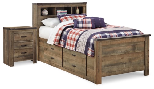 Twin Panel Bed With Storage And Nightstand