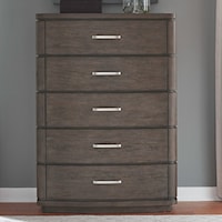 Contemporary 5-Drawer Bedroom Chest with Silver Handles