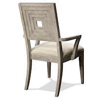 Upholstered Wood Back Arm Chair