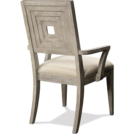 Upholstered Wood Back Arm Chair