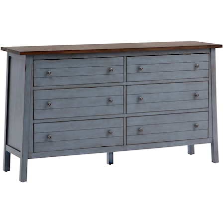 Farmhouse 6-Drawer Dresser with Felt Lined Drawers