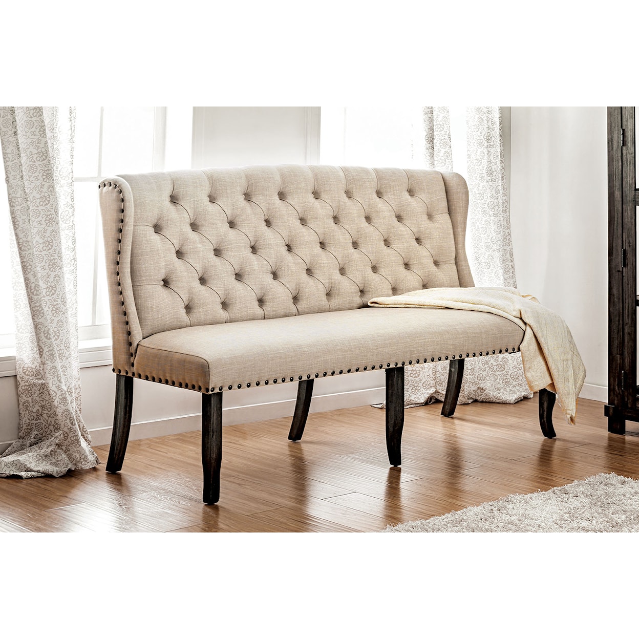Furniture of America Sania III 3-Seater Loveseat Bench