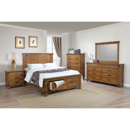 Wood Full Storage Panel Bed