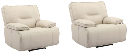 Casual Wall Hugger Power Recliner with Power Headrest (Set of 2)