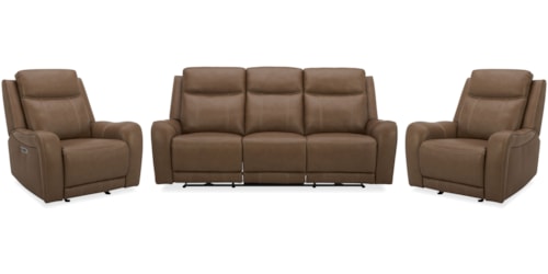 Casual Power Reclining Sofa and Dual Recliners Set with Power Headrests