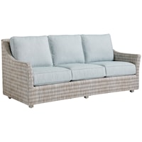 Outdoor Coastal Wicker Sofa with Cushions