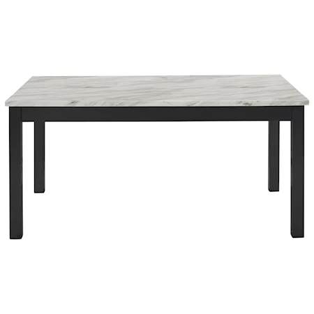 Transitional 64" Dining Table with Faux Marble Top