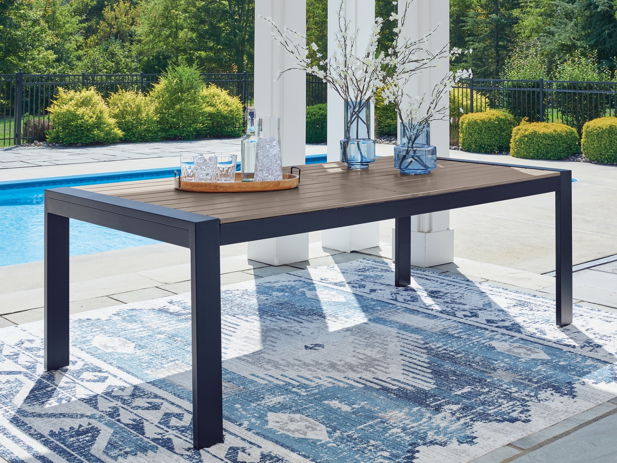 Rect Dining Table W/Umb Opt