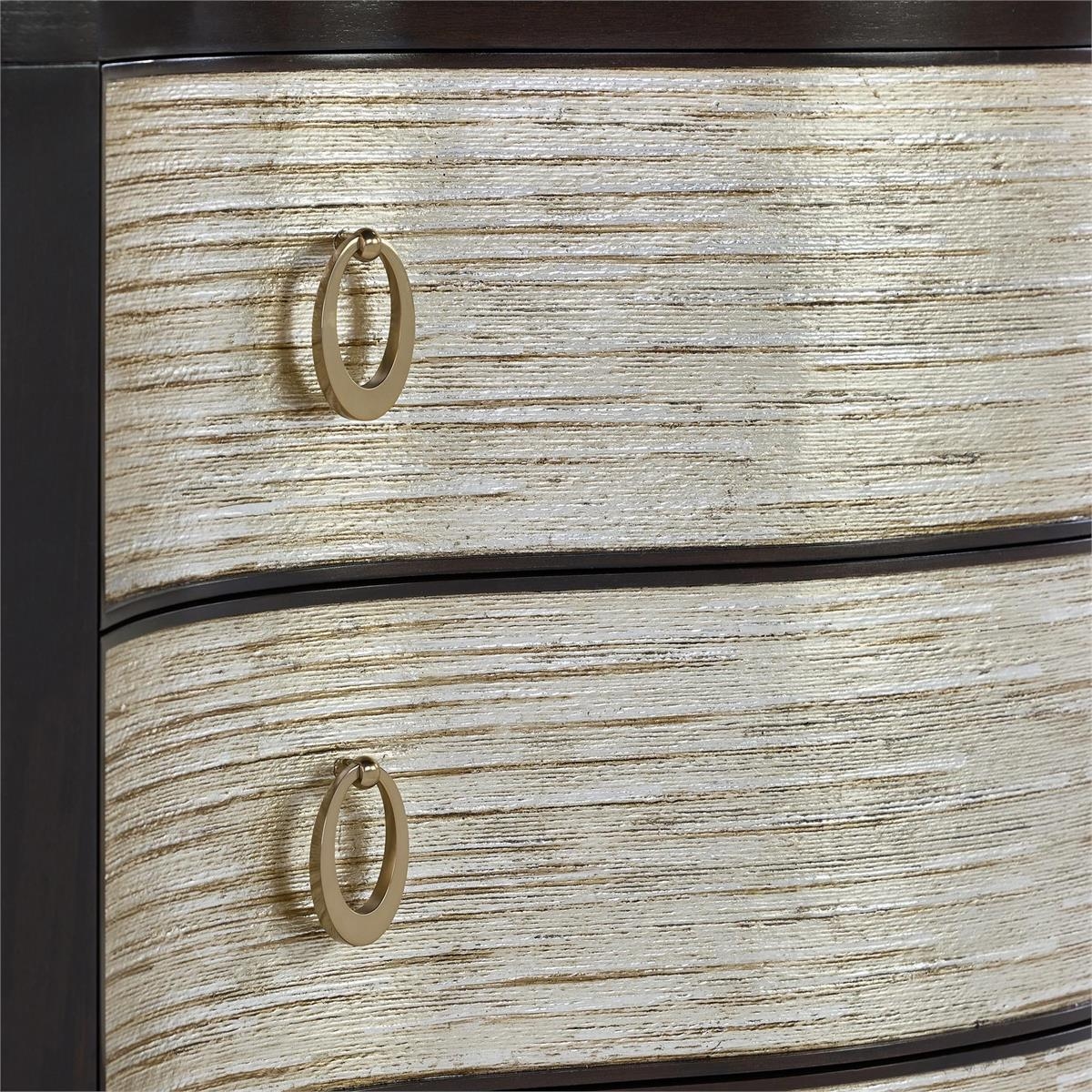 Bowed 3-Drawer Chest w/Steel Ring Pulls