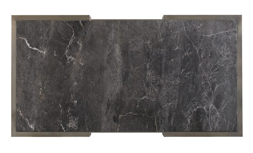 Marble-Top Cocktail Table w/Glass Shelf