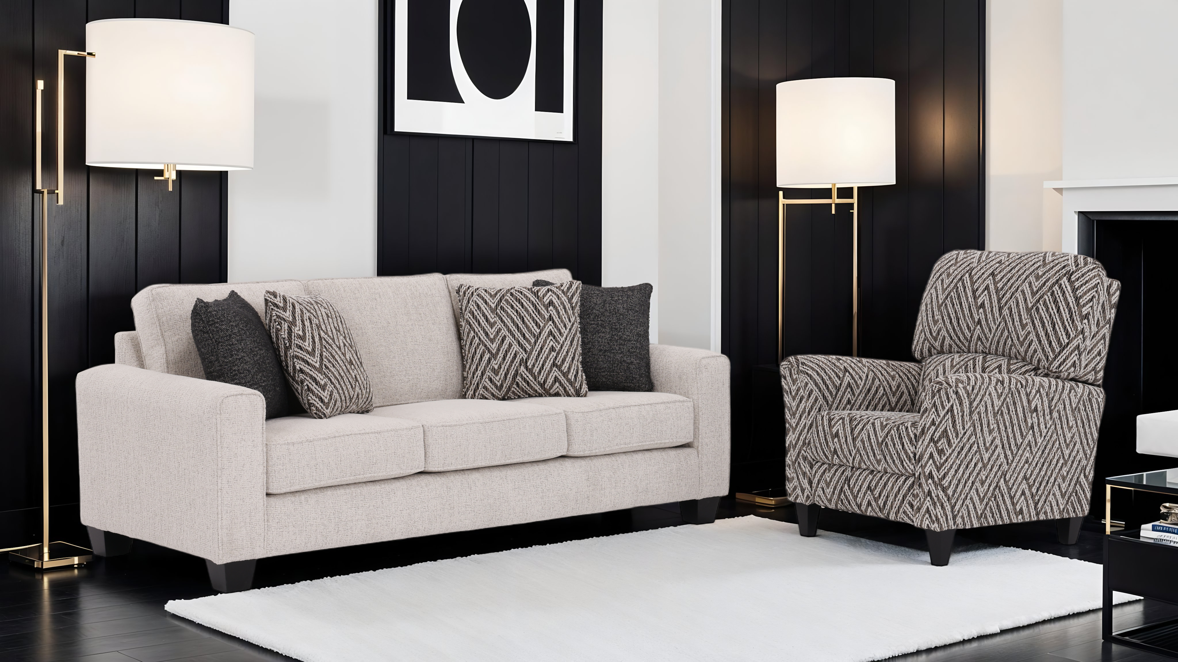 Sofa w/Tapered Block Feet