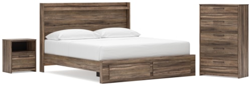 King Panel Storage Bed, Chest And Nightstand