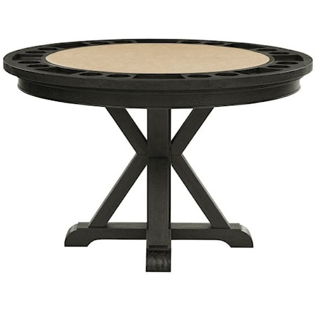Rustic Dining Game Table with Folding Game Top - Black