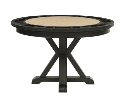 Rustic Dining Game Table with Folding Game Top - Black
