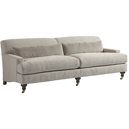 Oxford Transitional Sofa with Brass Casters