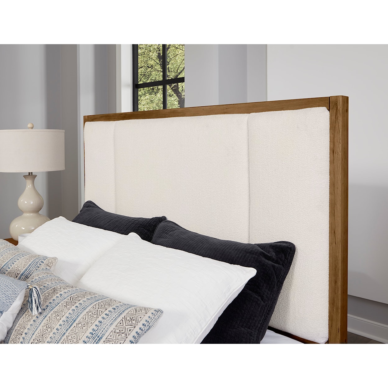 Carolina Bedroom Crafted Cherry - Medium Upholstered King Panel Bed