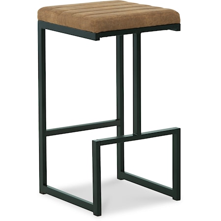 Bar Height Bar Stool with Caramel Faux Leather