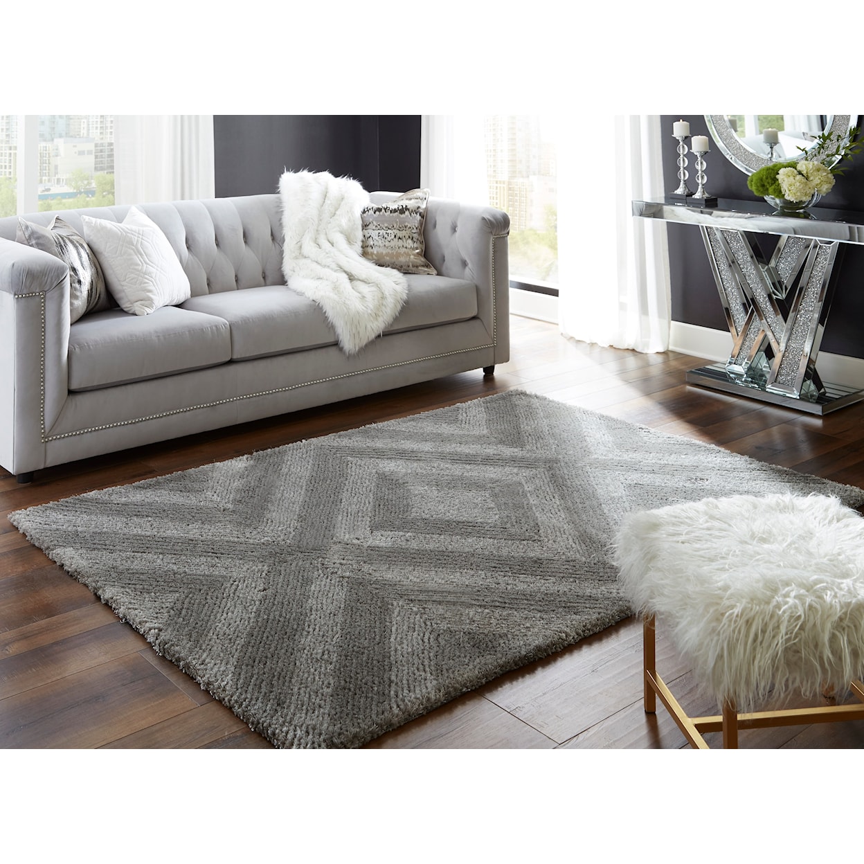 Signature Design Contemporary Area Rugs Paulick Medium Gray Rug