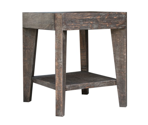 Modern Rustic End Table with Open Shelf
