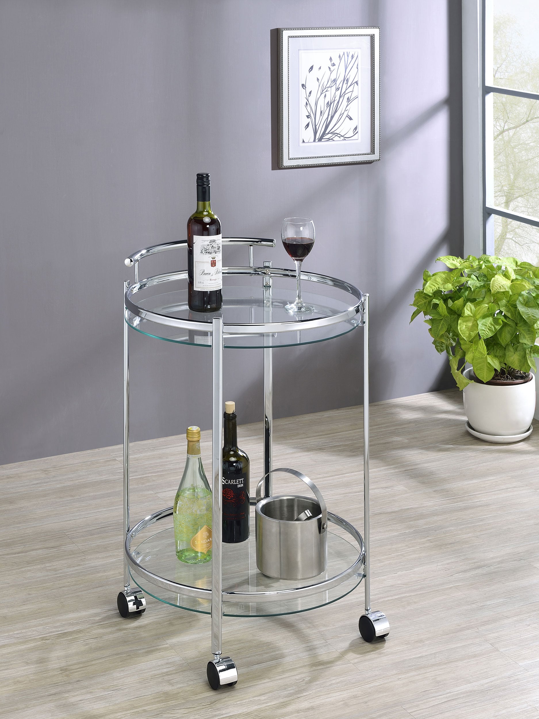 Coaster Chrissy Chrissy Glass Shelf Bar Cart