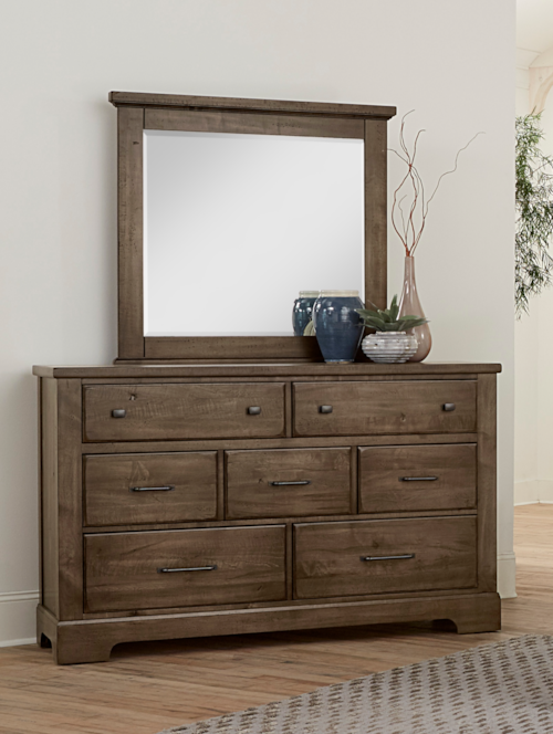 Rustic 7-Drawer Dresser & Mirror Set