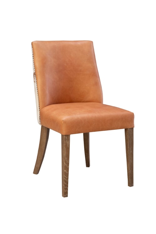 Transitional Dining Chair with Hair-on-Hide Back