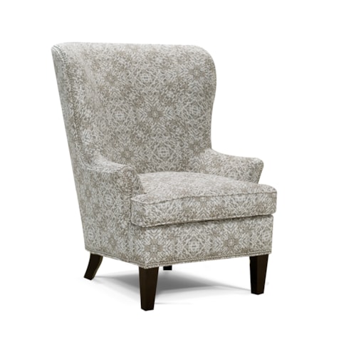 Transitional Wing Back Accent Chair with Tapered Legs