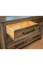 International Furniture Direct Loft Brown Rustic 6-Drawer Dresser with Microfiber Lined Top Drawer