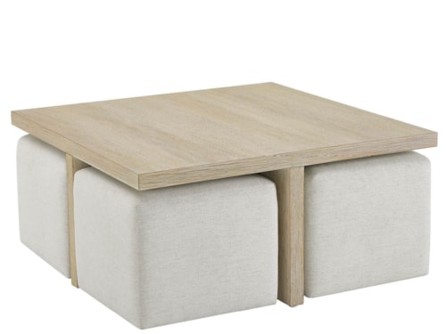 Coastal Cocktail Table with Ottomans