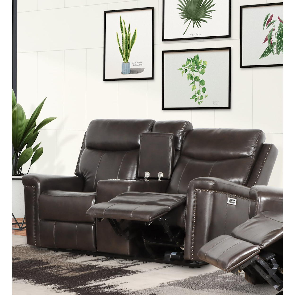 New Classic Furniture Quade Powered Leather Loveseat